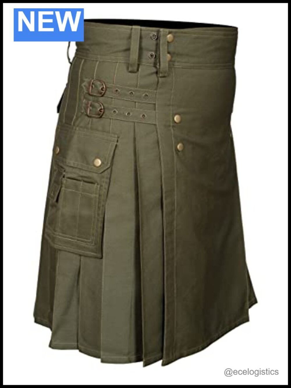 Men's Utility Kilt 100% Cotton Cargo Pockets Adjustable Straps Highland